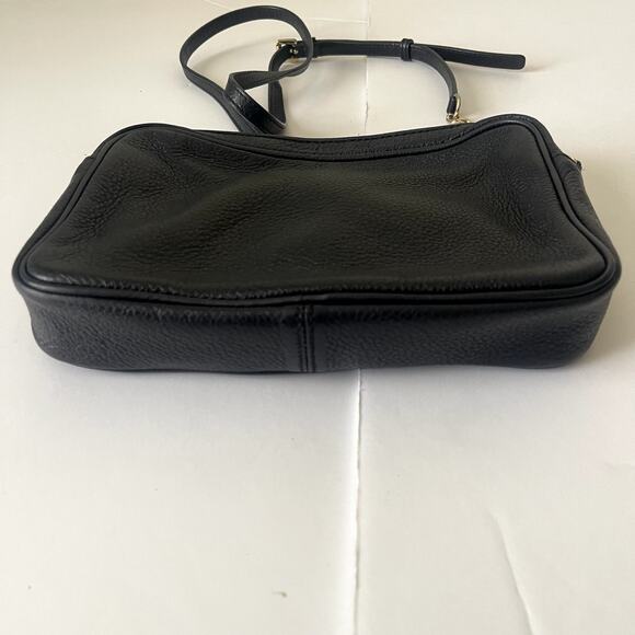 Michael Kors Black Leather Crossbody Bag Gold Chain Handbag Purse - Picture 7 of 12